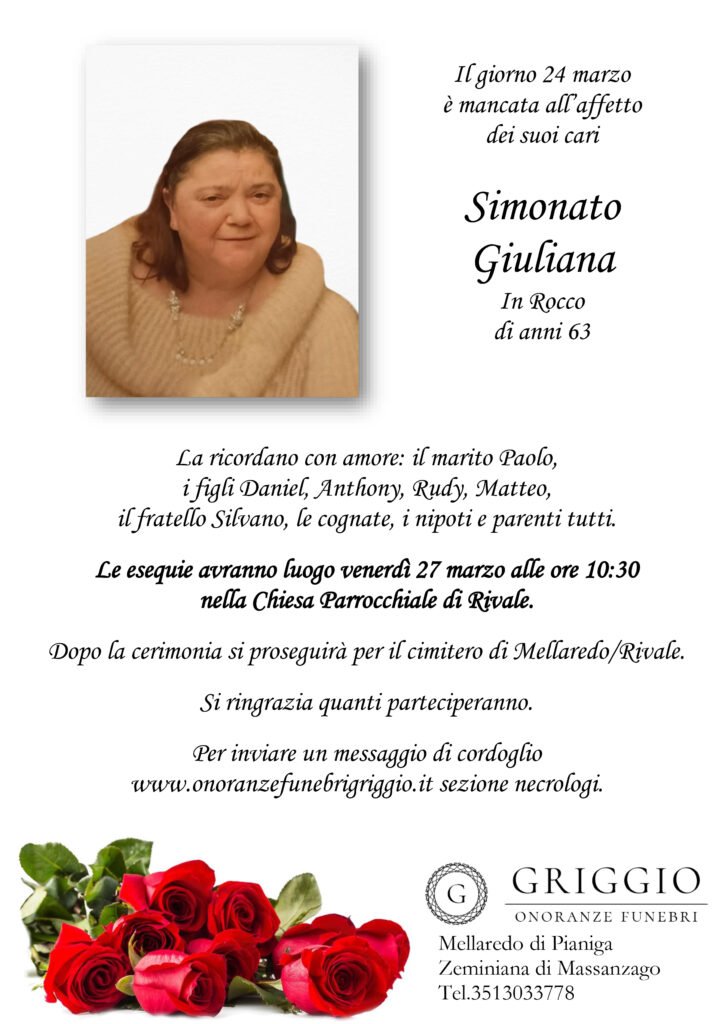 Simonato Giuliana epigrafe