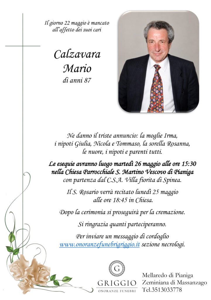 Calzavara Mario epigrafe