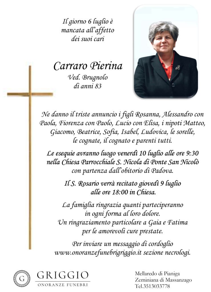 carraro pierina funerale a ponte san nicolò