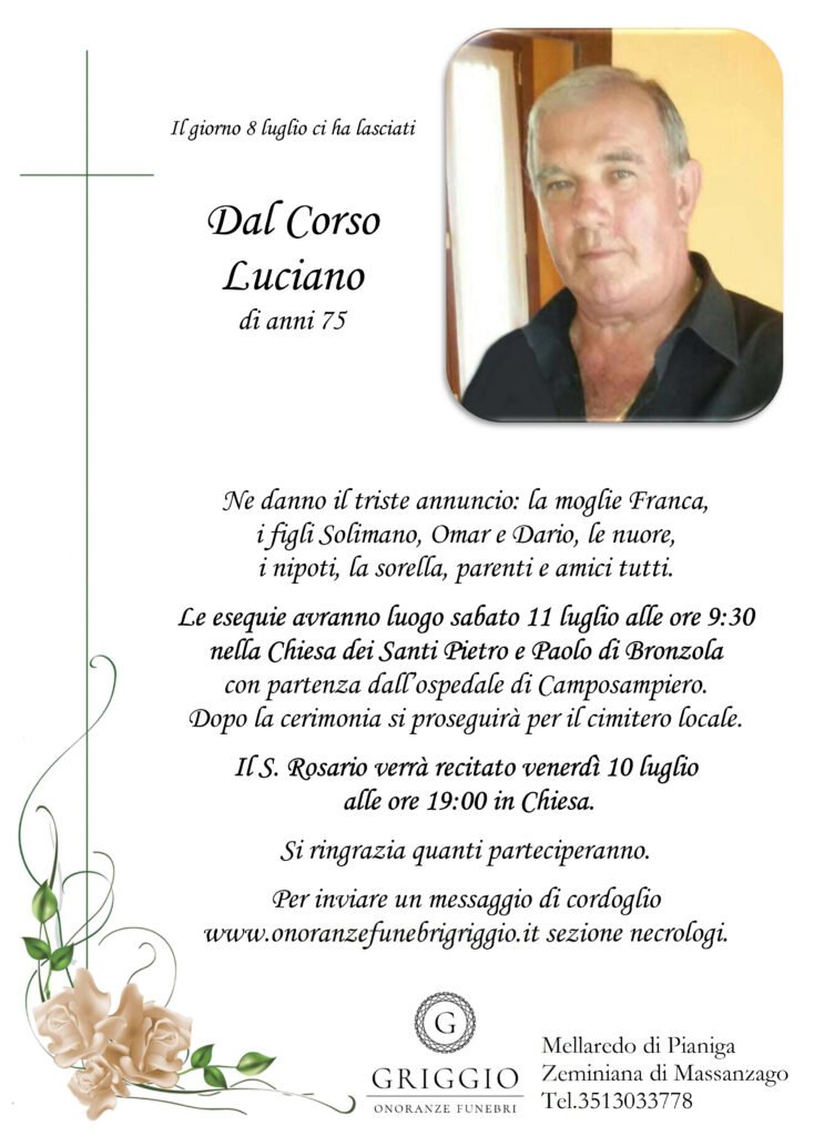 dal corso luciano funerale bronzola