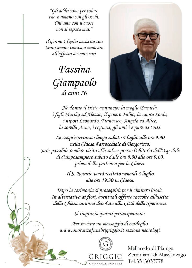 epigrafe fassina giampaolo funerale borgoricco